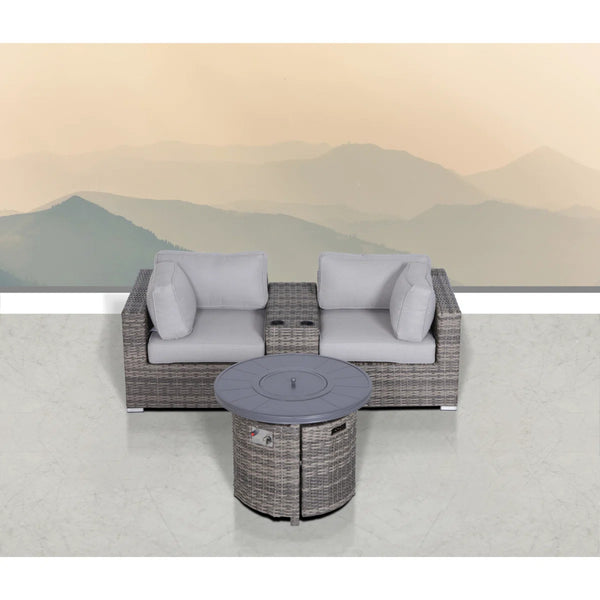 English Elm Fully Assembled 4-Piece Gray Outdoor Seating Set With Cushions & Integrated Fire Pit For Comfort B120S00172