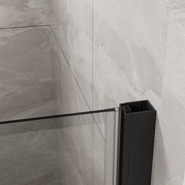 English Elm Goodyo 34"X 72" Bifold Frameless Shower Door – Space-Saving Tempered Glass Pivot Panel In Black Finish D163102095