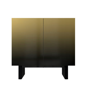 English Elm Modern Matte Black Accent Cabinet with Gold Wire Mesh Doors, Adjustable Shelves, Versatile Storage T3609P333087