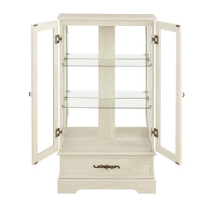 English Elm Lighted Glass Curio Cabinet - Elegant 2-Door Display With Adjustable Shelves & Integrated Lighting, White Finish W1758P300115