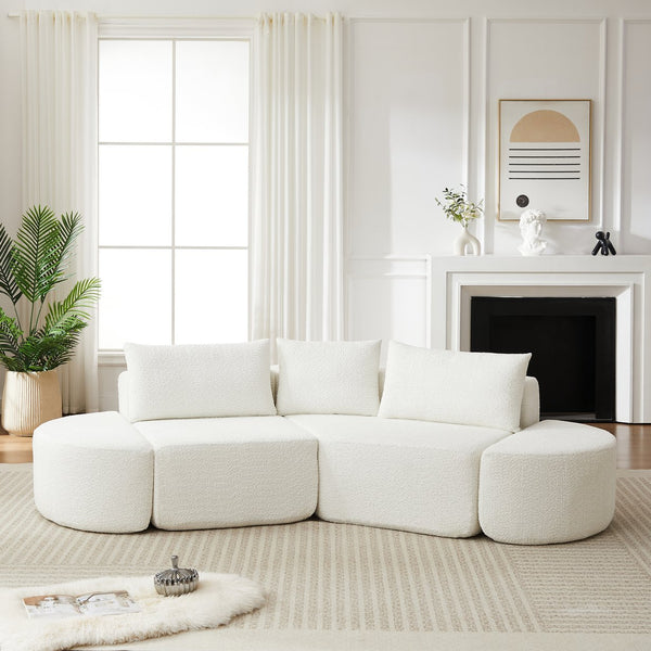 English Elm 106.3-inch Chenille Modular Sectional with Curved Ottomans for Modern Living Spaces W3505P383963