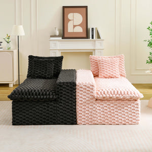 English Elm Luxury Color-Block Turtle Velvet Multifunctional Sofa - Cozy, Stylish Living Room Furniture For Any Space W3371S00051