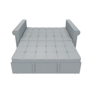 English Elm 2-SEATER Velvet Loveseat Sleeper Sofa Bed Gray - Compact Pull-Out Couch with Side Pocket, 6-Angle Backrest W1867P315755