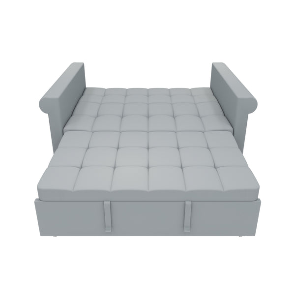English Elm 2-SEATER Velvet Loveseat Sleeper Sofa Bed Gray - Compact Pull-Out Couch with Side Pocket, 6-Angle Backrest W1867P315755