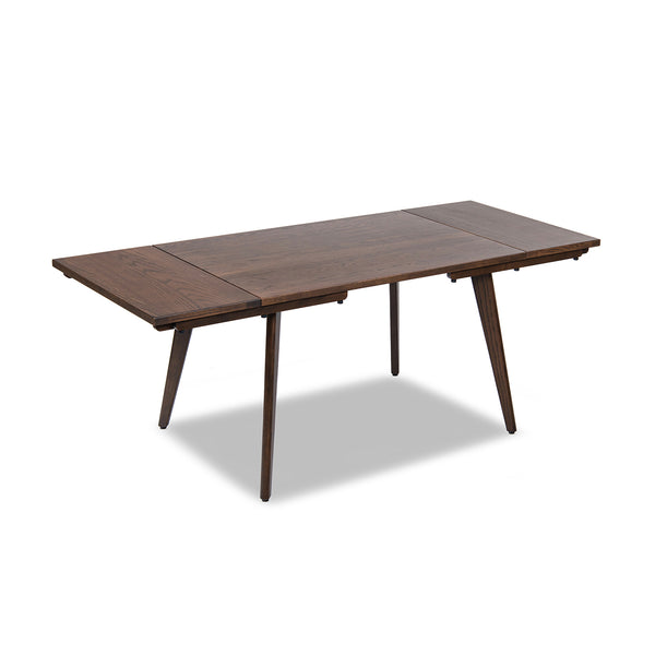 English Elm Jennifer Taylor Home - Capri Solid Red Oak Extendable Dining Table 47–78.5" Seating 4–6, Mid-Century Tapered Legs, Grain Finish Dark Brown B2719P395574
