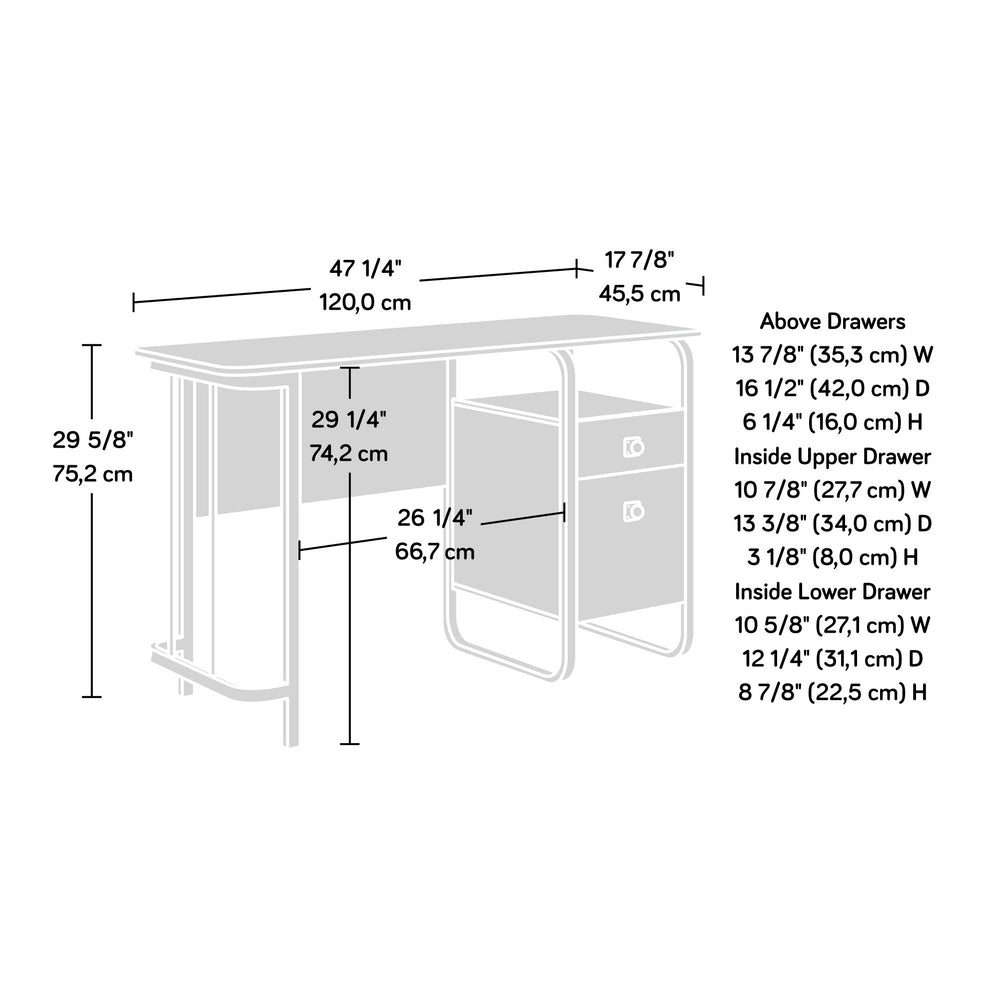 English Elm Desk, Oakdk finish — Modern Industrial Engineered Wood Desk with Smooth-Glide Drawer, File Storage, Durable Construction for Home Office and Study Areas (60.06"L x 21.2"W) B356P354432