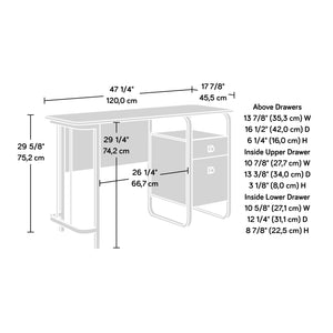 English Elm Desk, Oakdk finish — Modern Industrial Engineered Wood Desk with Smooth-Glide Drawer, File Storage, Durable Construction for Home Office and Study Areas (60.06"L x 21.2"W) B356P354432