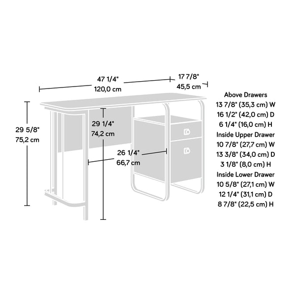English Elm Desk, Oakdk finish — Modern Industrial Engineered Wood Desk with Smooth-Glide Drawer, File Storage, Durable Construction for Home Office and Study Areas (60.06"L x 21.2"W) B356P354432