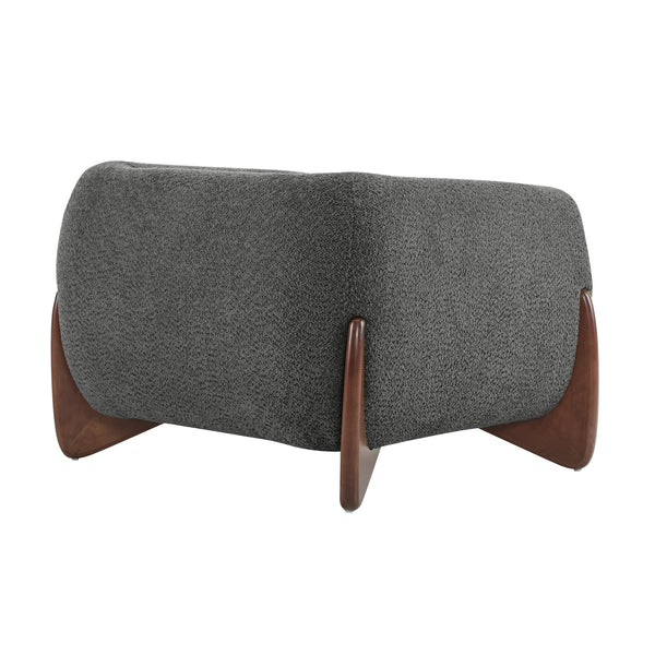 English Elm Christopher Knight Home® - Modern Upholstered Round Arm Accent Chair with Velvet Finish, Elegant Curved Back and Three Legs Design Dark Gray,Walnut 39.5 L x 32.5 W x 23.25 H N776P216196C