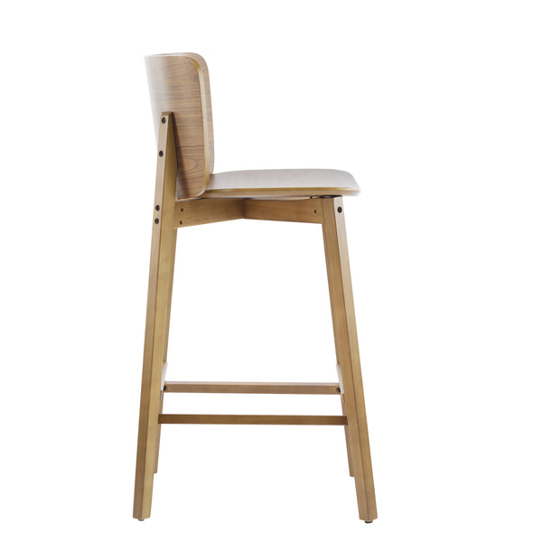 English Elm Christopher Knight Home® - Pari Walnut Indoor Wooden Barstool Set of 2 — Ergonomic Curved Back, Space-Saving Rustic Modern Seating N775P271409W