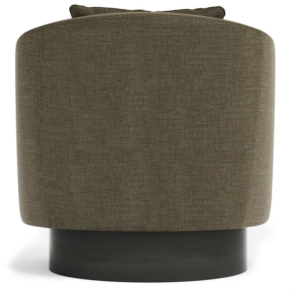 Bernhardt Bernhardt Camino Swivel Chair With Barrel Back, Spring-Down Cushioning, Dusk Wood Base, 360° Rotation N5712SA