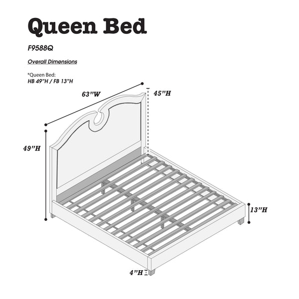 English Elm QUEEN Faux Leather Bed Frame in Black with Wood Frame, Headboard 49" H, Elegant Modern Design B089S00131