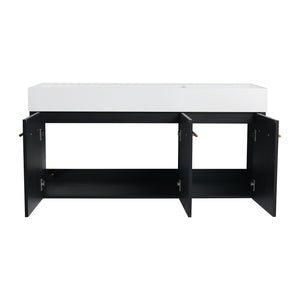 English Elm 48 Inch Wall-Mounted Bathroom Vanity With Sleek Resin Sink, Soft-Close Cabinet, Space-Saving Design W999S00263