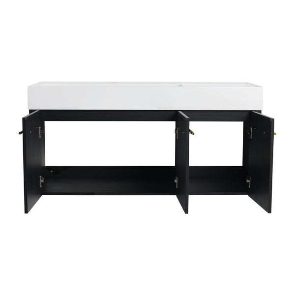 English Elm 48 Inch Wall-Mounted Bathroom Vanity With Sleek Resin Sink, Soft-Close Cabinet, Space-Saving Design W999S00263