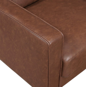 English Elm Modern Malcolm 3-Seater Faux Leather Sofa with Track Arms and Welt Trim, Solid Wood Frame, Comfortable Seating Chocolate 68 L x 26 W x 18 H B011P395010