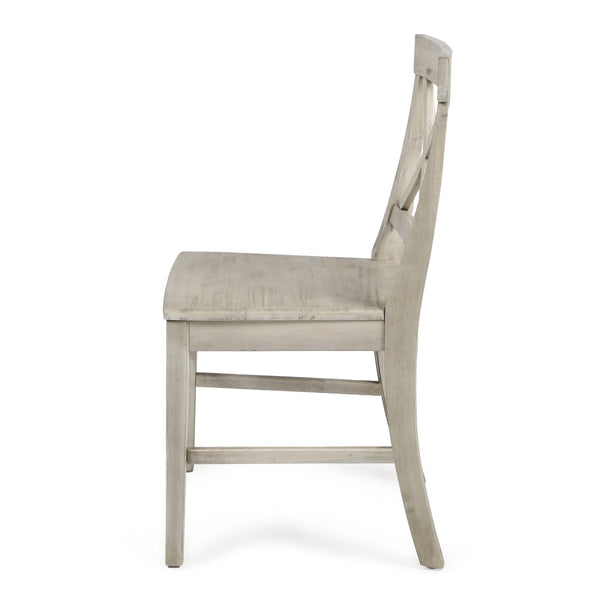 English Elm Christopher Knight Home® - Roshan Farmhouse Acacia Wood Dining Chairs Set Of 2 – Rustic Light Grey Wash With X-Back Design 62888.00LGW