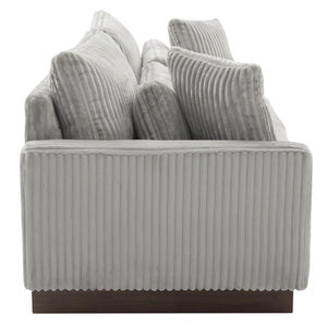 English Elm Modern Corduroy Upholstered Loveseat Sofa with Pocket Springs and Four Accent Pillows Grey N763S000040E