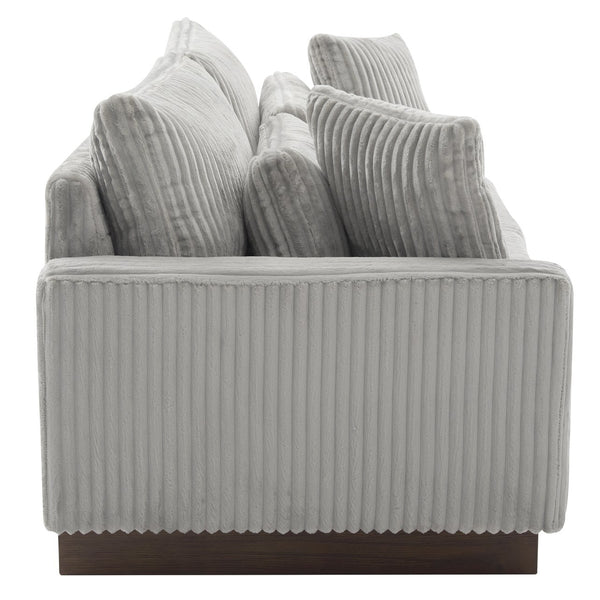 English Elm Modern Corduroy Upholstered Loveseat Sofa with Pocket Springs and Four Accent Pillows Grey N763S000040E