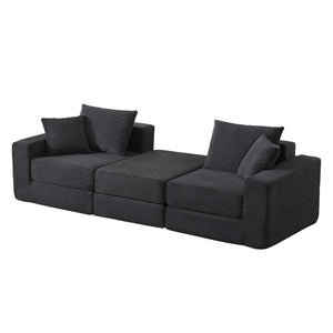 English Elm Modular Cloud Sectional Corduroy Sofa Deep Seat Comfort for Flexible Living Spaces Dark Gray W3396P435277