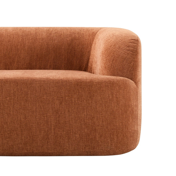 English Elm [new]86" Chenille Cloud Sofa Curved Legless 3-seater with Pocket Springs for Living Room Orange N723P404465G