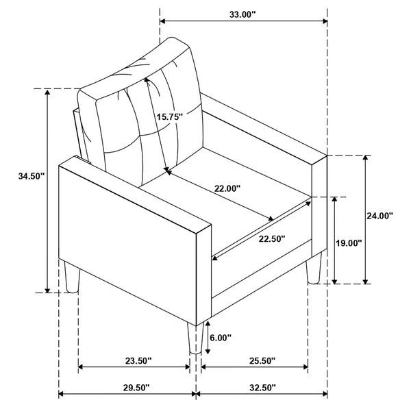 English Elm Harvey Grid Tufted Accent Chair in Grey Fabric with Tapered Legs for Any Room B062P440342
