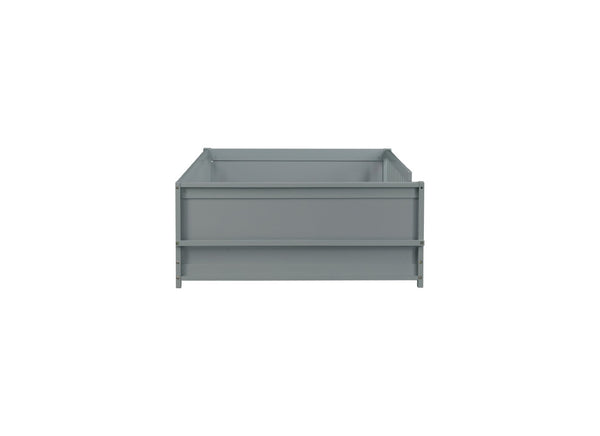 English Elm Twin Floor Platform Bed With Book Rack - Cozy Grey Design, Safe Low Profile, Easy Assembly & Storage W504P345764-GIGA