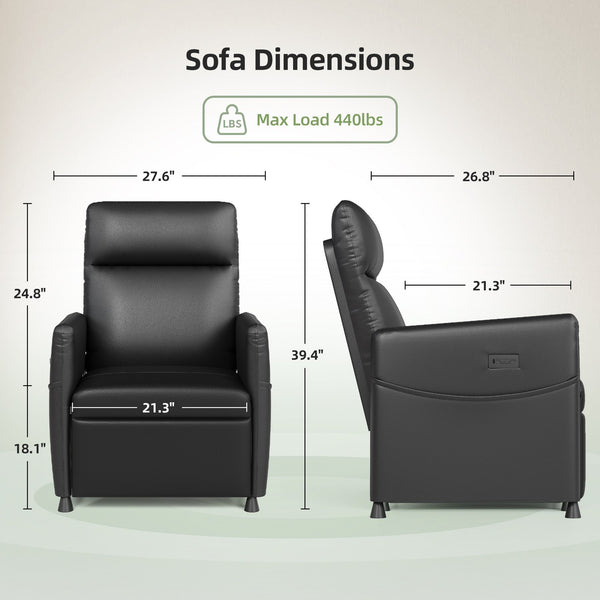 English Elm Power Recliner Chair with Electric Lift, Plush High-Density Foam, Wipe-Clean PVC Upholstery for Home Theater and Compact Spaces Black W3659P335410