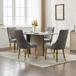 English Elm Rayon High Back Dining Chair Set with Plush Flocking Upholstery, Golden Stainless Legs, Comfort-Focused Design W1143P293314 W1143P293314