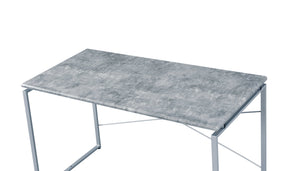 English Elm Jurgen Industrial Faux Concrete Writing Desk with Silver Metal Sled Base, Modern Office Table 48" B2726P282410