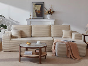 English Elm 104" Cloud Sectional Sofa Plush Corduroy L Shape Chaise No Assembly Living Room W3975S00029