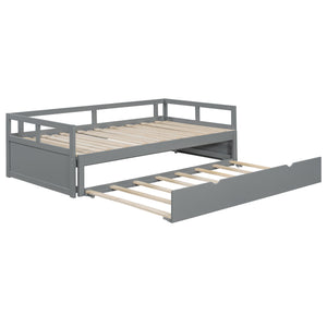 English Elm Extending Twin Daybed with Pull Out Trundle Solid Pine Wood Frame Guest Room N708P336535E