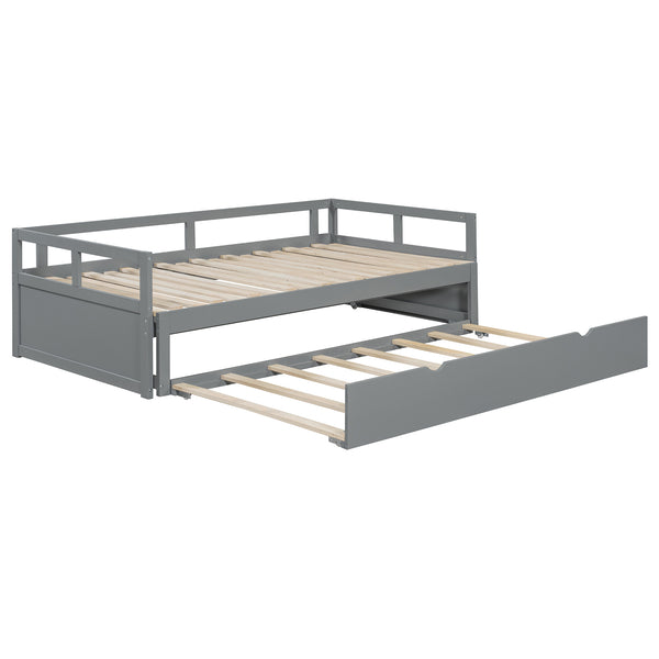 English Elm Extending Twin Daybed with Pull Out Trundle Solid Pine Wood Frame Guest Room N708P336535E