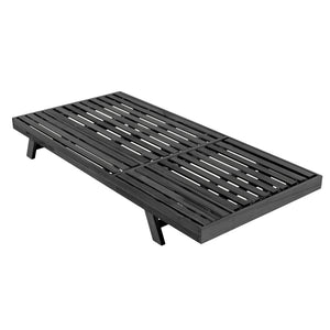 English Elm 2/3 Solid Acacia Wood Outdoor Lounge Chair Foldable Slatted Reclining Patio Chaise Black N770P253442B
