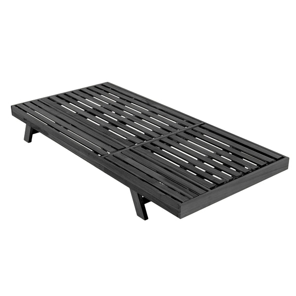 English Elm 2/3 Solid Acacia Wood Outdoor Lounge Chair Foldable Slatted Reclining Patio Chaise Black N770P253442B
