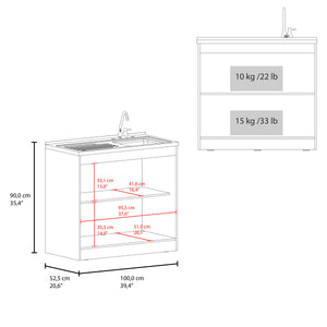 English Elm Utility Sink Base Cabinet with Two Doors Shelved Storage White Oak Laundry Room B097S00262