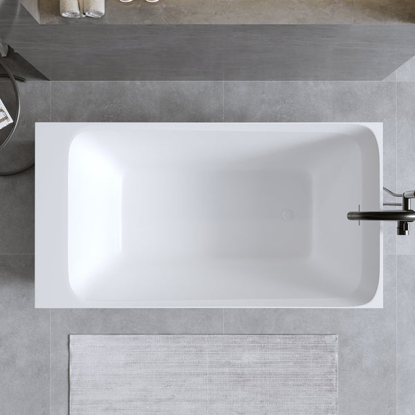 English Elm 51'' Resin Stone Freestanding Soaking Tub Matte White Spa Bath with Overflow Drain W2753P294506