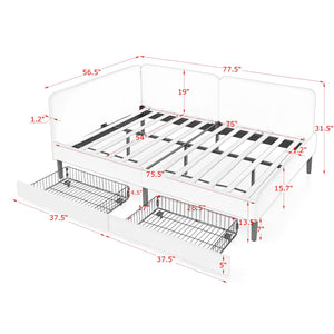 English Elm Full Velvet Upholstered Platform Bed Full Size with 2 Underbed Storage Drawers, Foam Seat, Modern Design Black W1413P298912