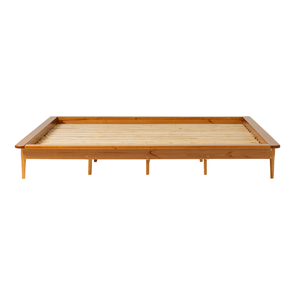 English Elm Walker Edison - Mid-Century Solid Pine King Platform Bed Frame with Tapered Legs, No Box Spring Needed, Sturdy Build Caramel 94 L x 16 W x 7 H B185P169407