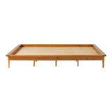 Walker Edison Solid Wood Mid-Century King Platform Bed - Caramel, No Box Spring Needed