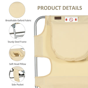 English Elm Outsunny Folding Beach Lounge Chair With Adjustable Backrest & Face Hole, Perfect For Outdoor Relaxation W2225P174380-GIGA