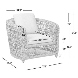 English Elm Jennifer Taylor Home - Everly Barrel Patio Arm Chair with 37.5" W Woven Olefin Frame, Quick-Dry Foam & Removable Covers B2719P245982