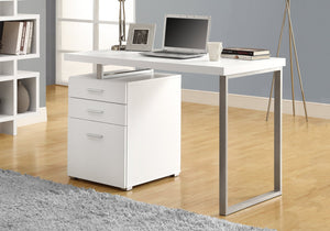 English Elm Computer Desk Reversible 48" Home Office Workstation with File Drawer, Closed Storage, Modern Look White 52 L x 27 W x 7 H B2710P219587