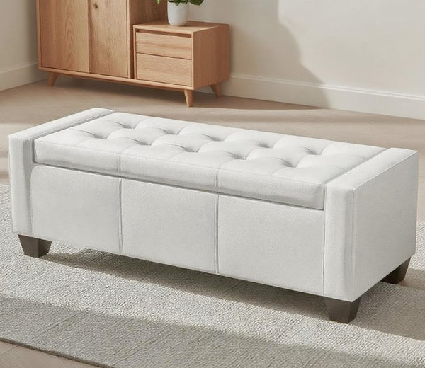 English Elm Faux Leather Tufted Storage Bench with Soft Close Lid for Bedroom or Entryway T3971P383396