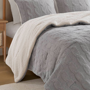English Elm 2 Pieces Twin Waffle Knit Chenille Comforter Set with Plush Sherpa Reversible Cozy Bedding Ensemble Gray 20.47 L x 11.42 W x 9.84 H B035P381302