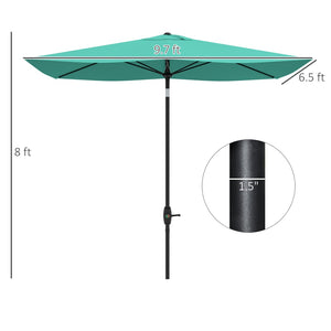 English Elm Outsunny 6.5' X 10' Rectangular Market Umbrella With Crank, Tilt & Uv Protection For Your Patio W2225P200817-GIGA