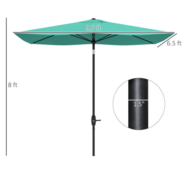 English Elm Outsunny 6.5' X 10' Rectangular Market Umbrella With Crank, Tilt & Uv Protection For Your Patio W2225P200817-GIGA