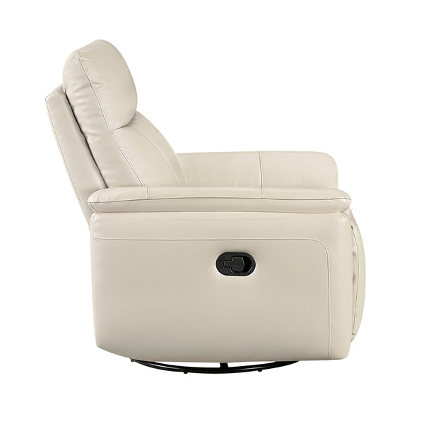 English Elm Luxury Premium Leather Recliner with 360° Swivel, Gentle Glide, High-Density Foam & Pocket Coils taupe 36 L x 30.5 W x 26 H B011P395827