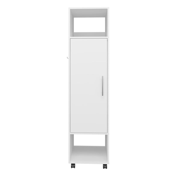 English Elm Wardrobe Boston White Engineered Wood with Mirror, Spacious Shelves & Hanging Rod — Stylish Bedroom Storage B092P225203