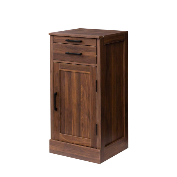 English Elm brown walnut modular wine bar cabinet with hutch, buffet storage, drawer & shelf for dining room W331P213375