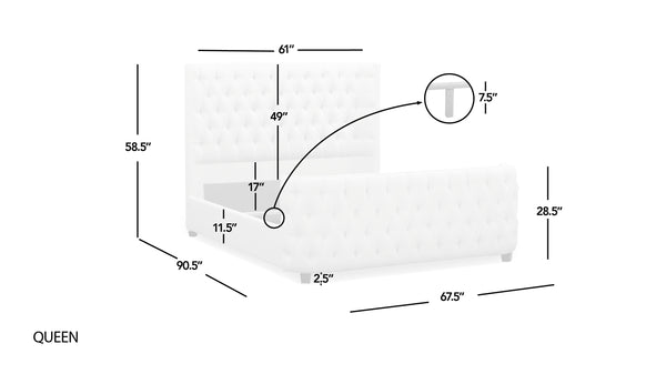 English Elm Jennifer Taylor Home - Brooklyn Elegant Tufted Bed Set In Antique White - Wingback Design For Luxurious Bedroom Retreat B2719P238196